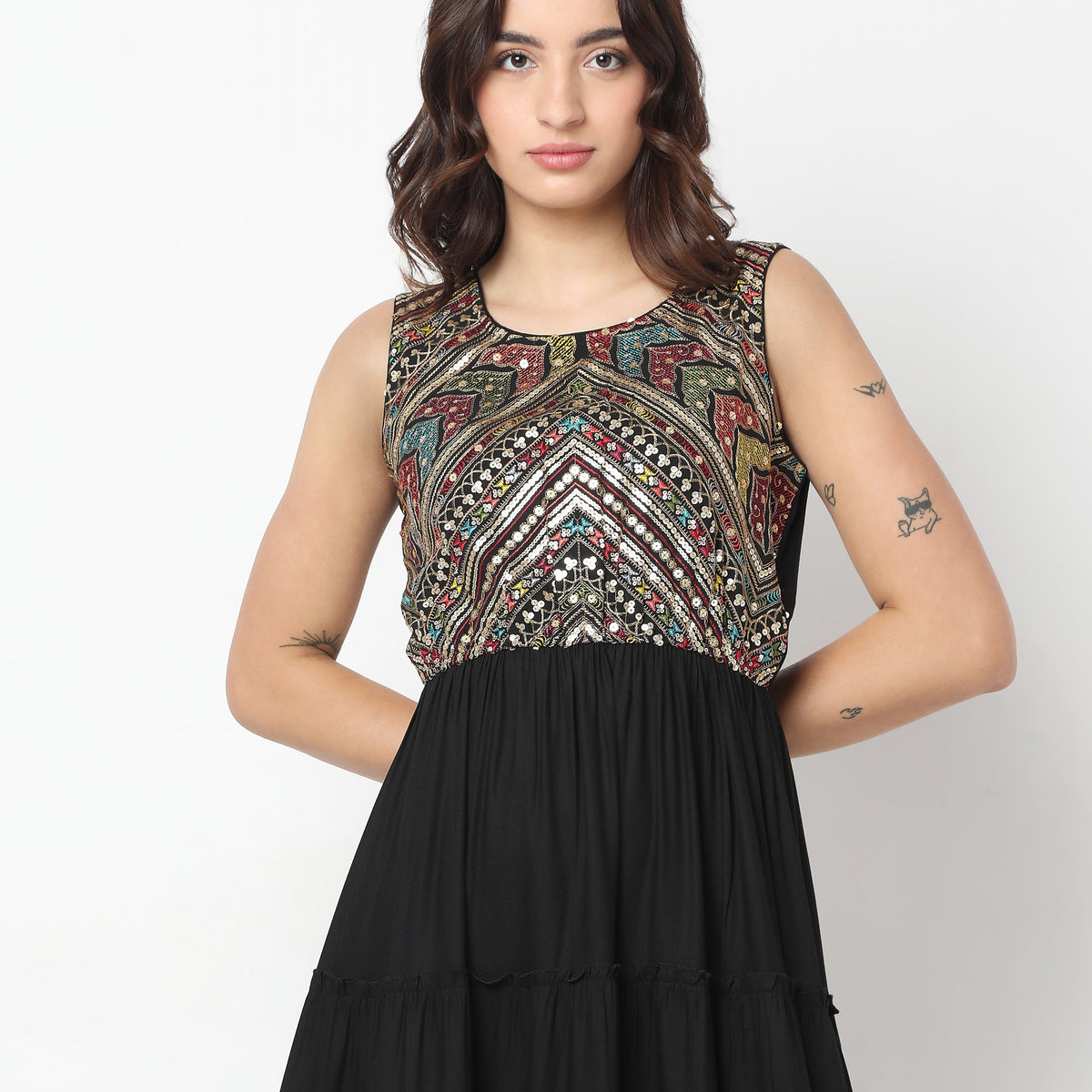 Flare Fit Embellished Dress