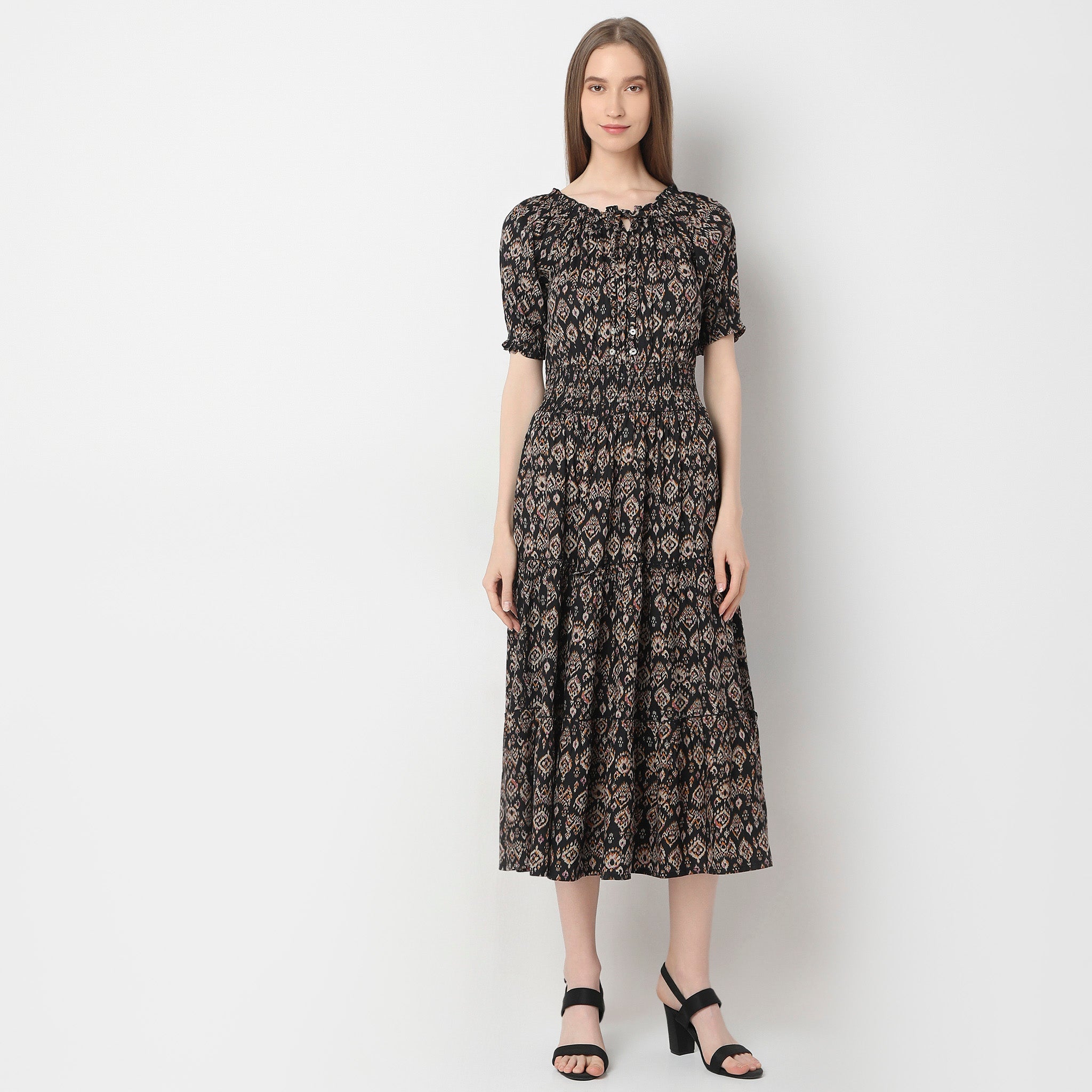 Flare Fit Printed Dress