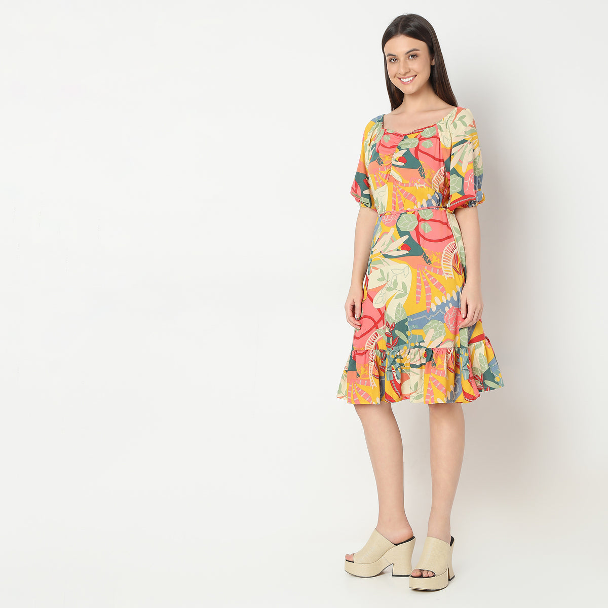 Flare Fit Printed Dress