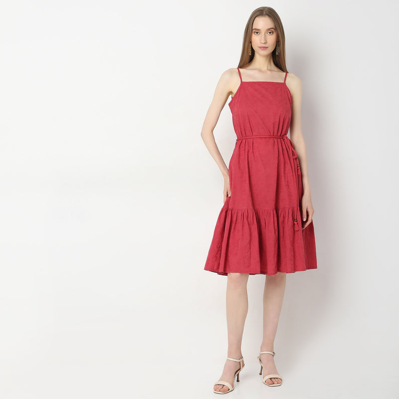 Flare Fit Solid Dress