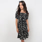 Flare Fit Printed Square Neck Tiered Dress