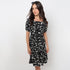 Flare Fit Printed Square Neck Tiered Dress