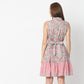 Flare Fit Printed Band Neck Above Knee Dress
