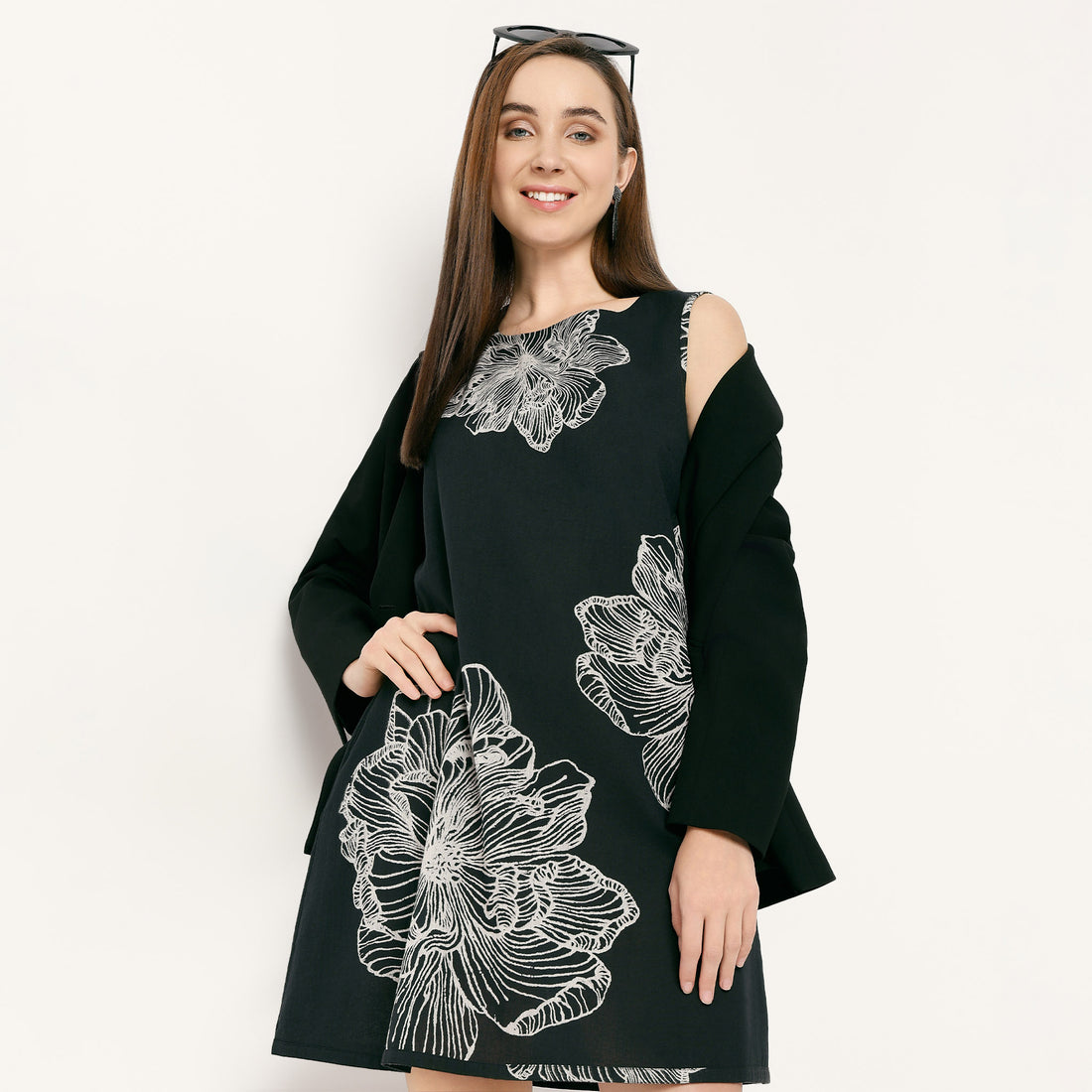 Flare Fit Floral Round Neck Dress