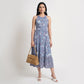 Printed Puff Sleeve Flared Dress