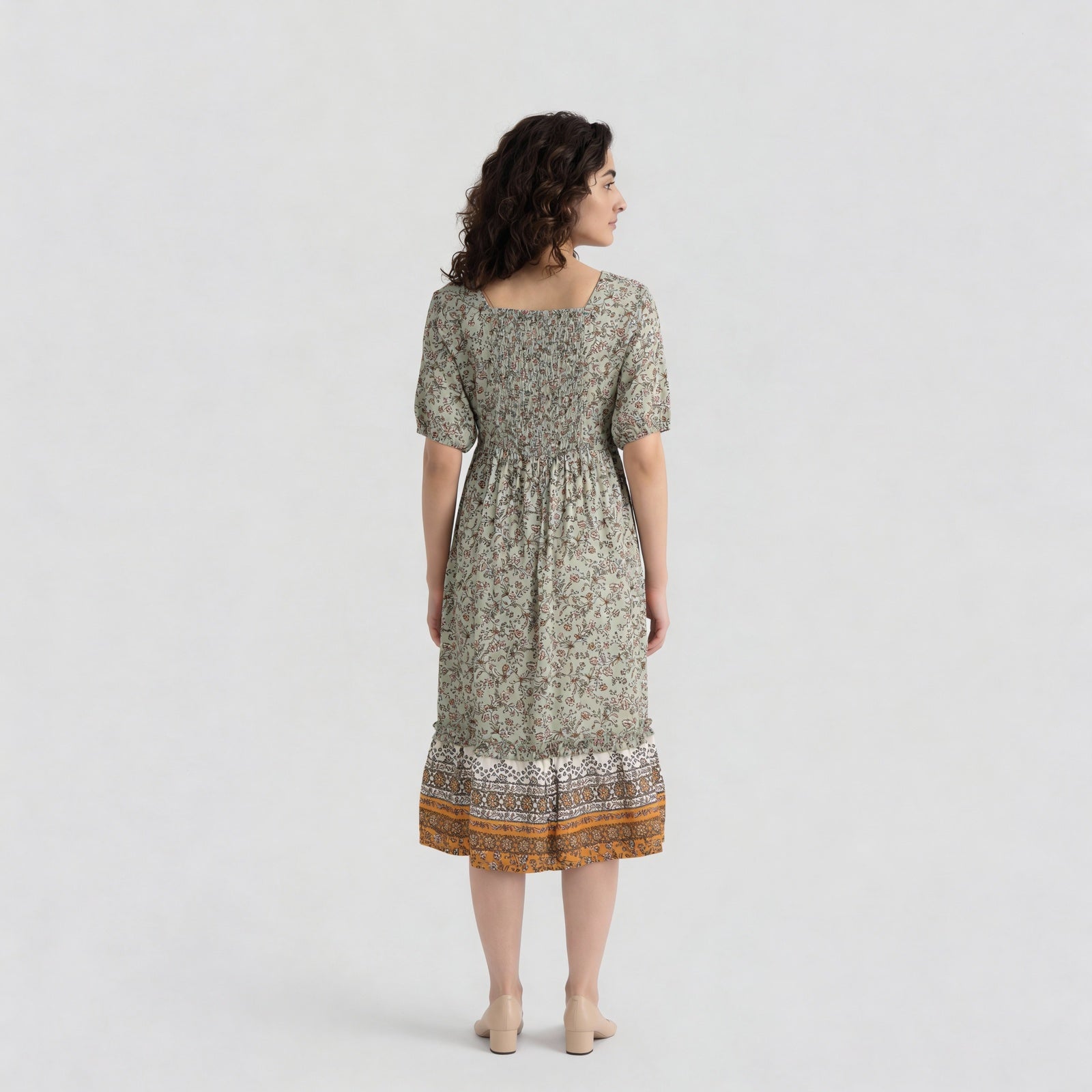 Rayon Printed Bell Sleeve Dress