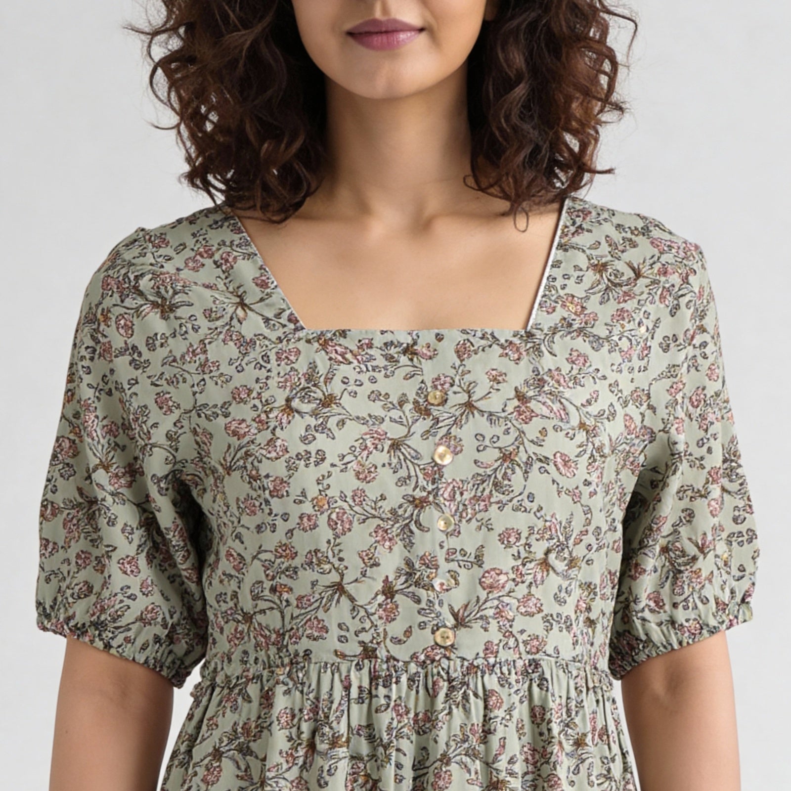 Rayon Printed Bell Sleeve Dress