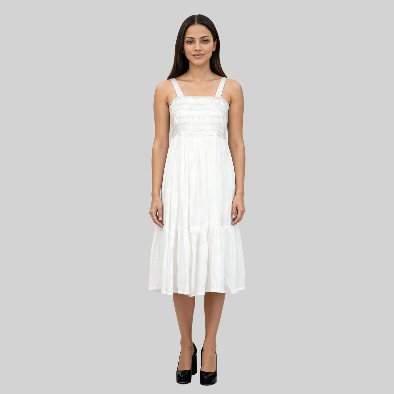 Flared Strappy Tiered Dress