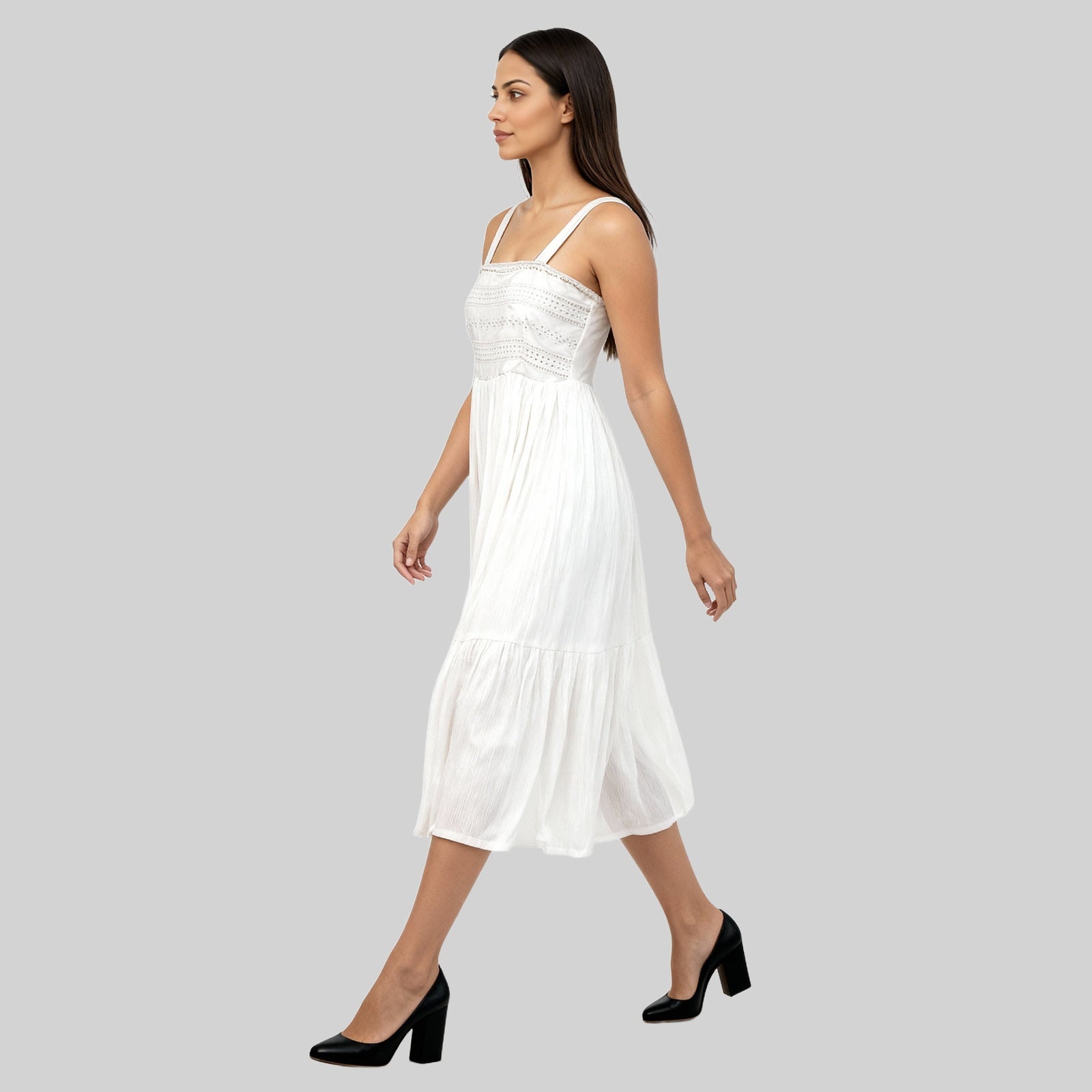 Flared Strappy Tiered Dress