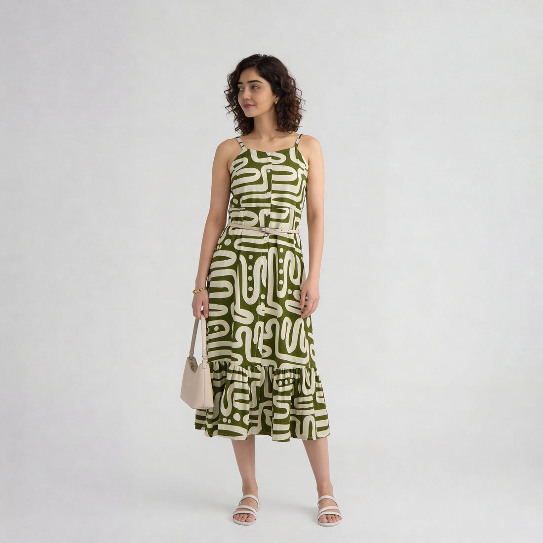 Polyester Printed Sleeveless Dress