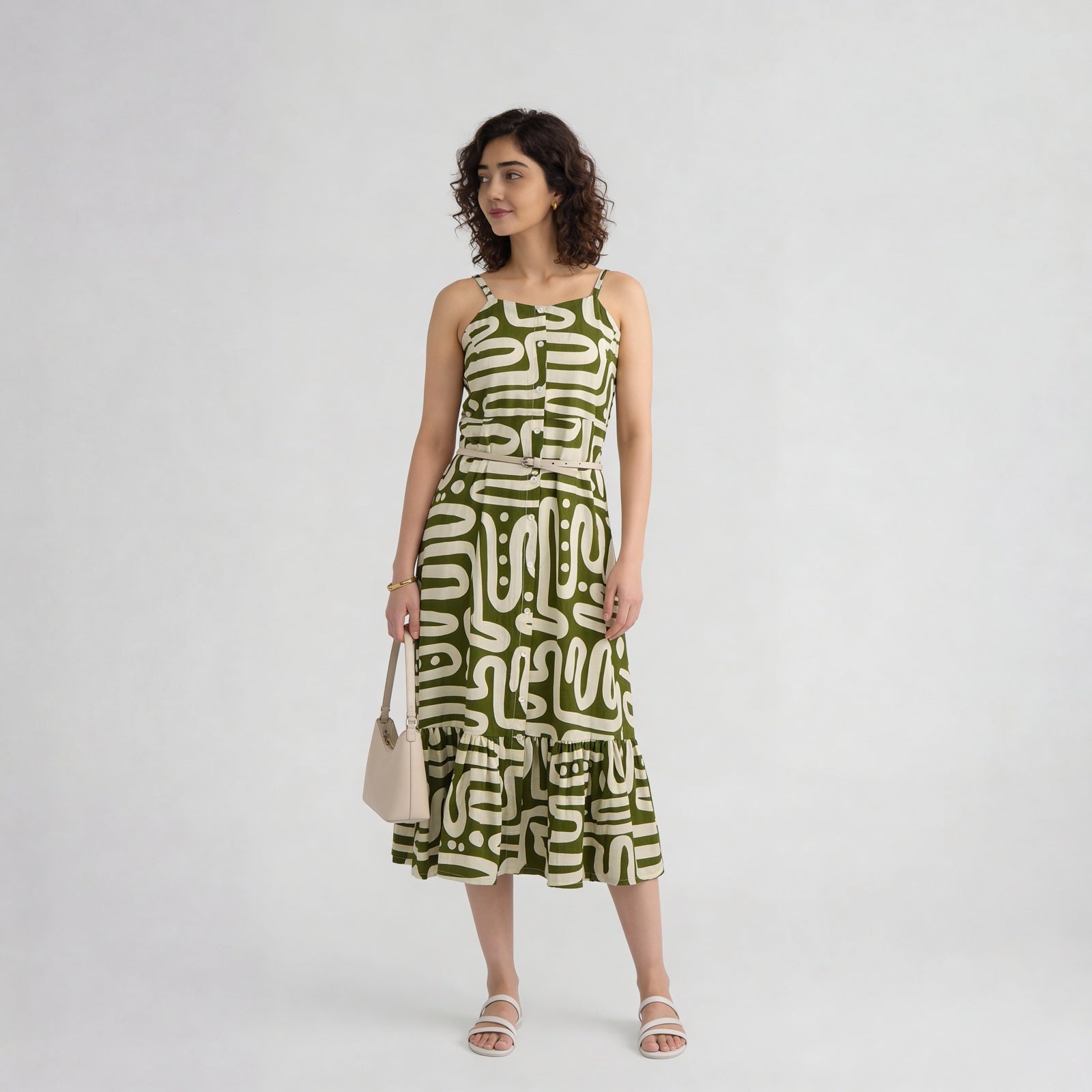 Polyester Printed Sleeveless Dress