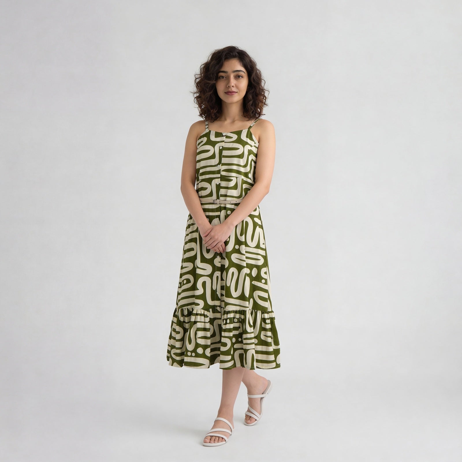 Polyester Printed Sleeveless Dress