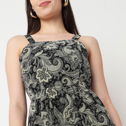 Strappy Tiered Printed Dress