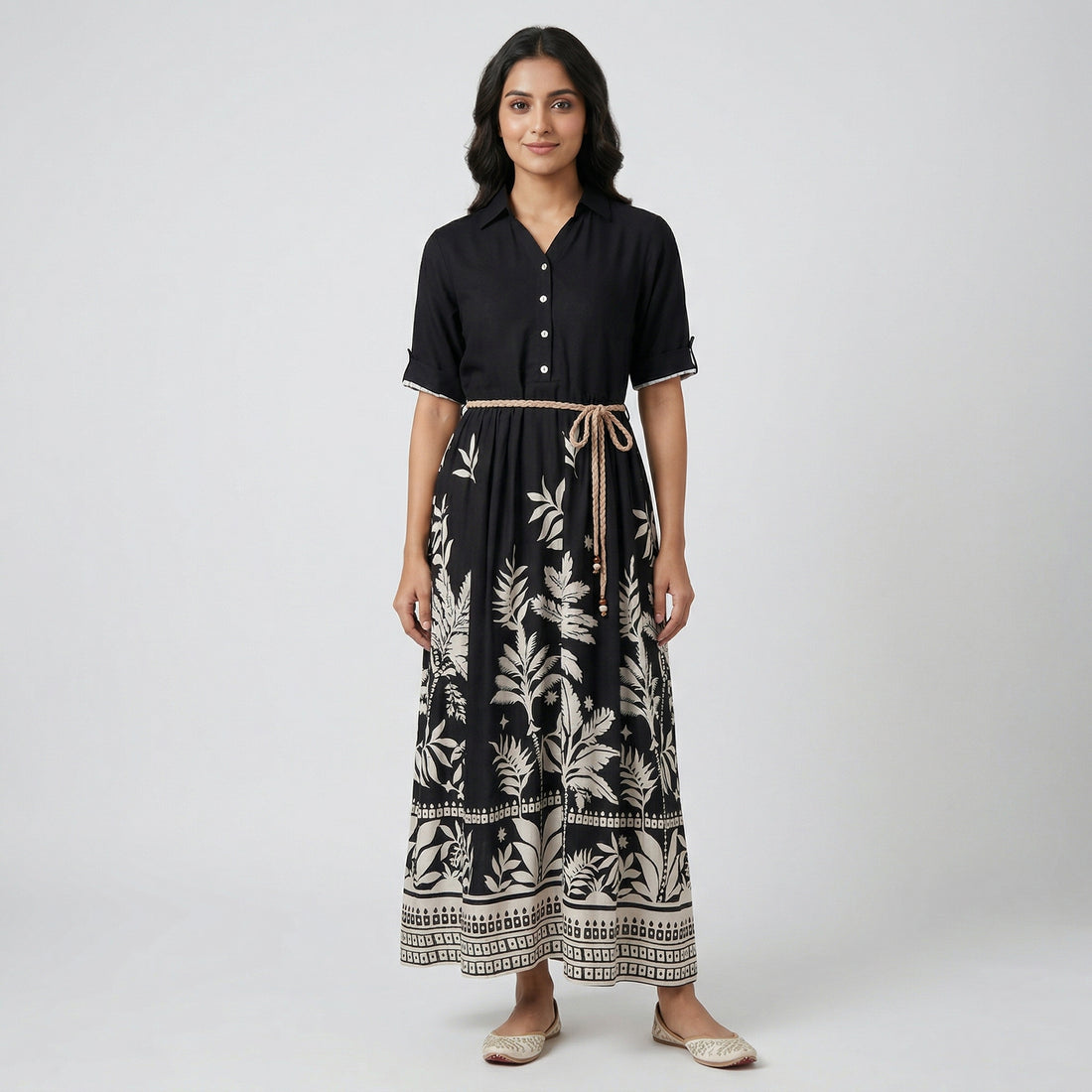 Shirt Collar Half Placket Dress