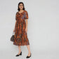 Knitted Printed Flared Dress