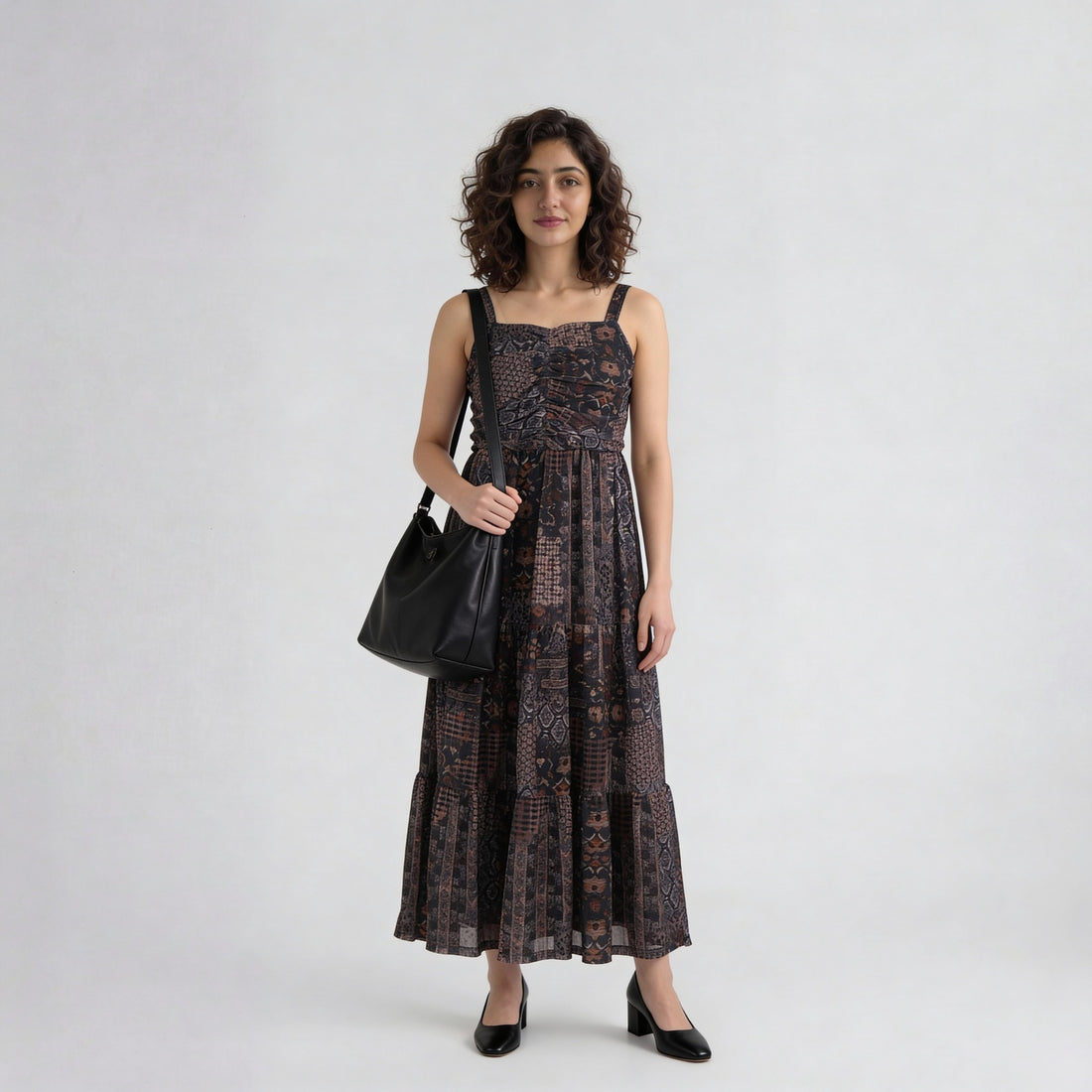 Polyester Elastane Printed Sleeveless Dress