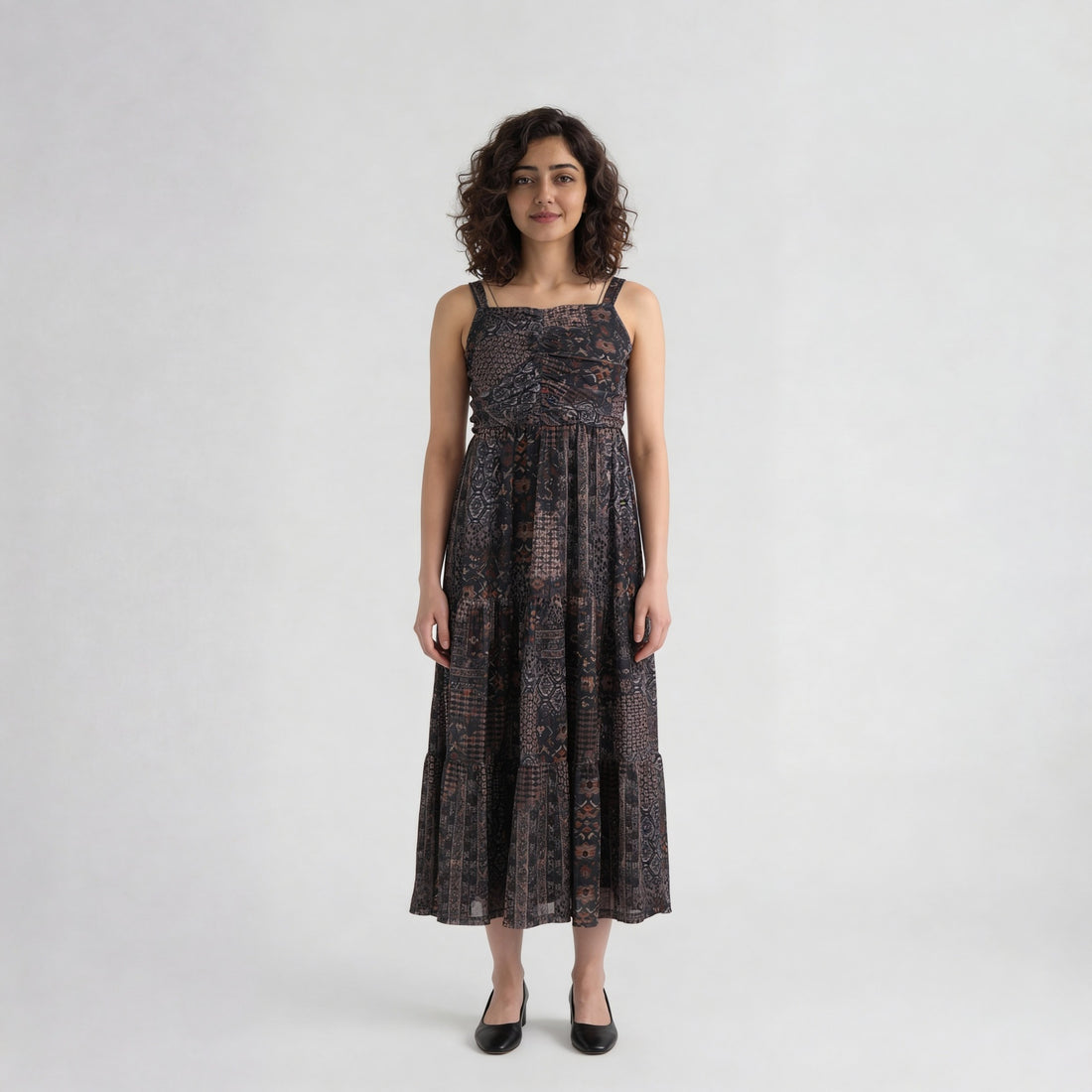 Polyester Elastane Printed Sleeveless Dress