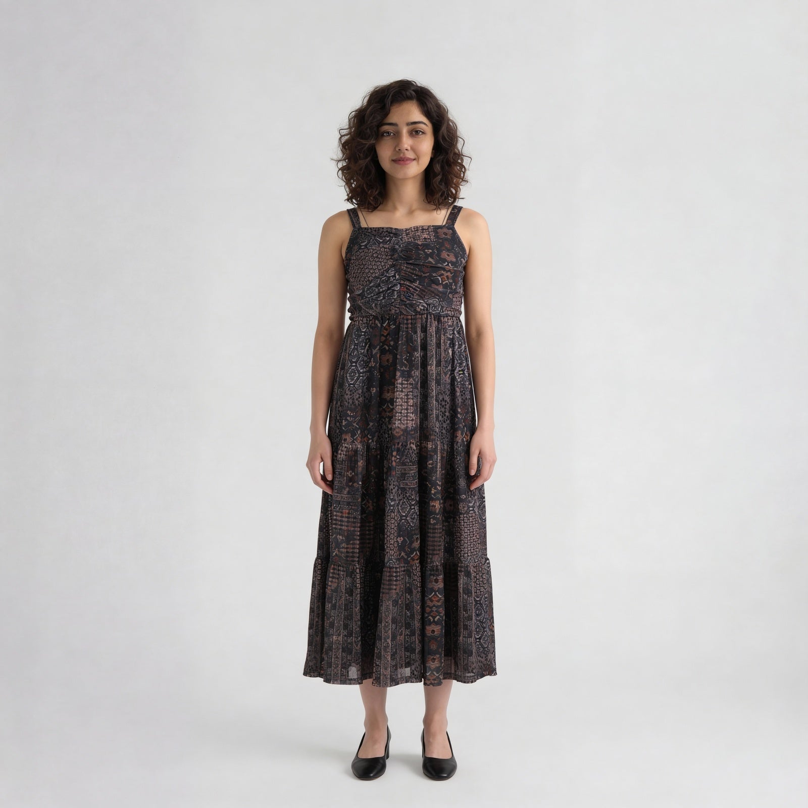 Polyester Elastane Printed Sleeveless Dress