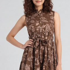 Sleeveless Printed Tiered Dress