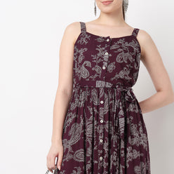 Strappy Tiered Flared Dress