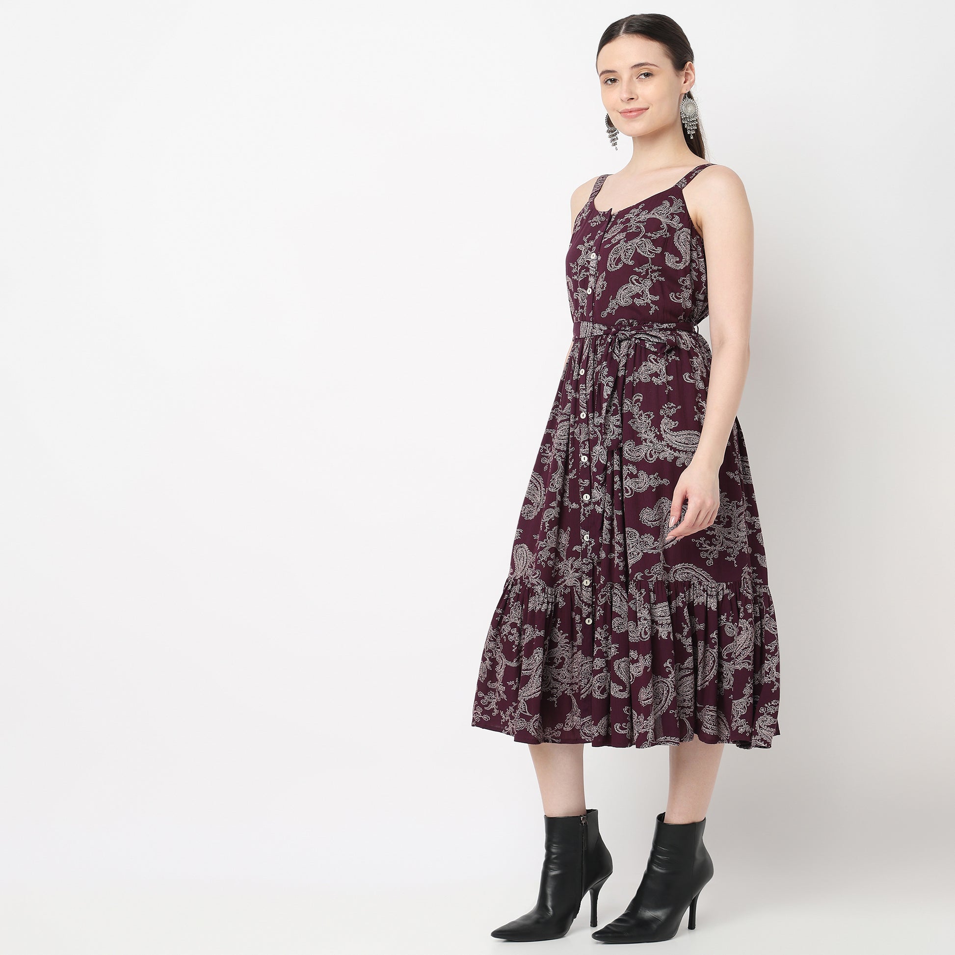 Strappy Tiered Flared Dress