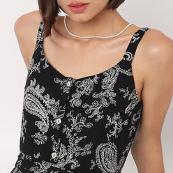 Printed Strappy Tiered Dress