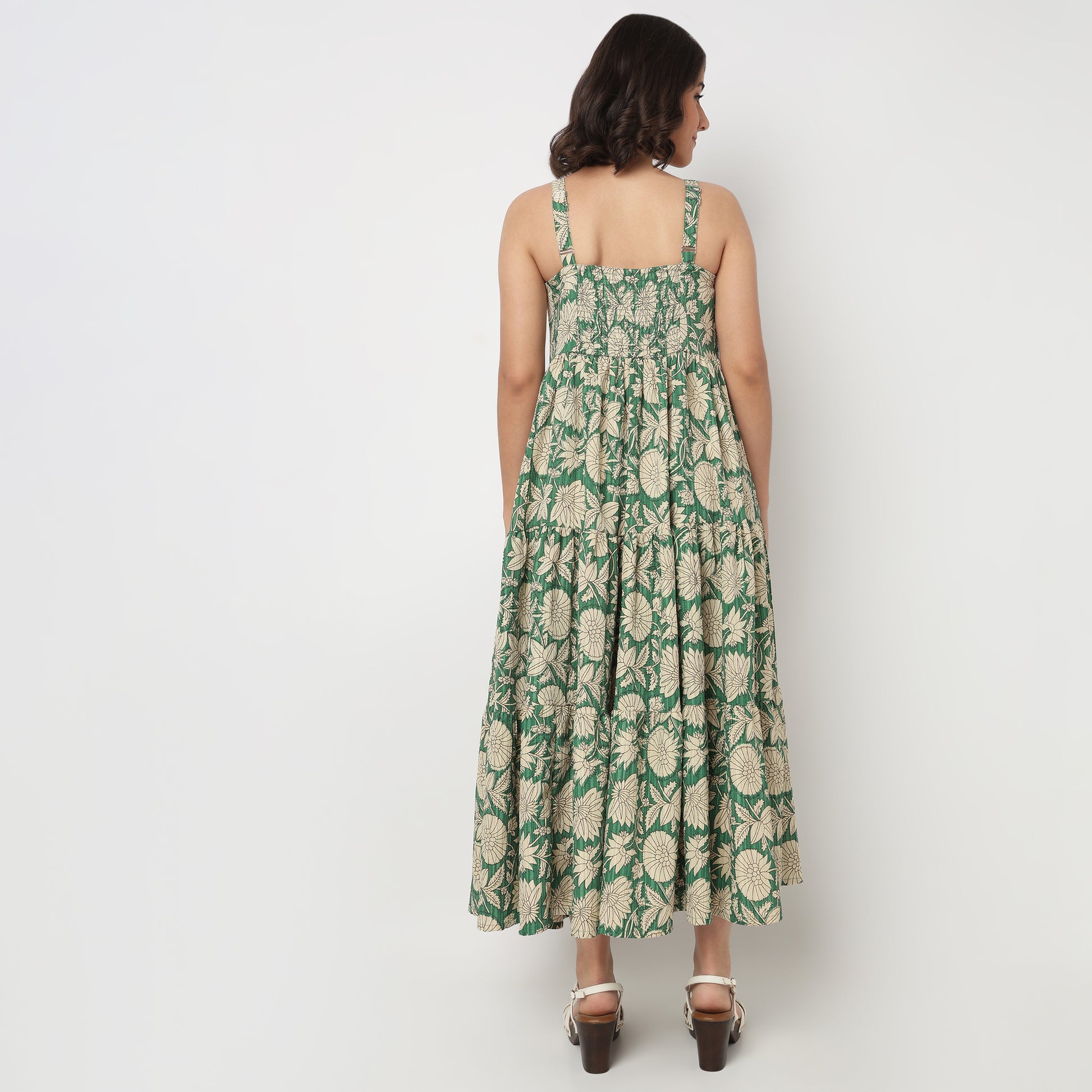 Printed Strappy Tiered Dress