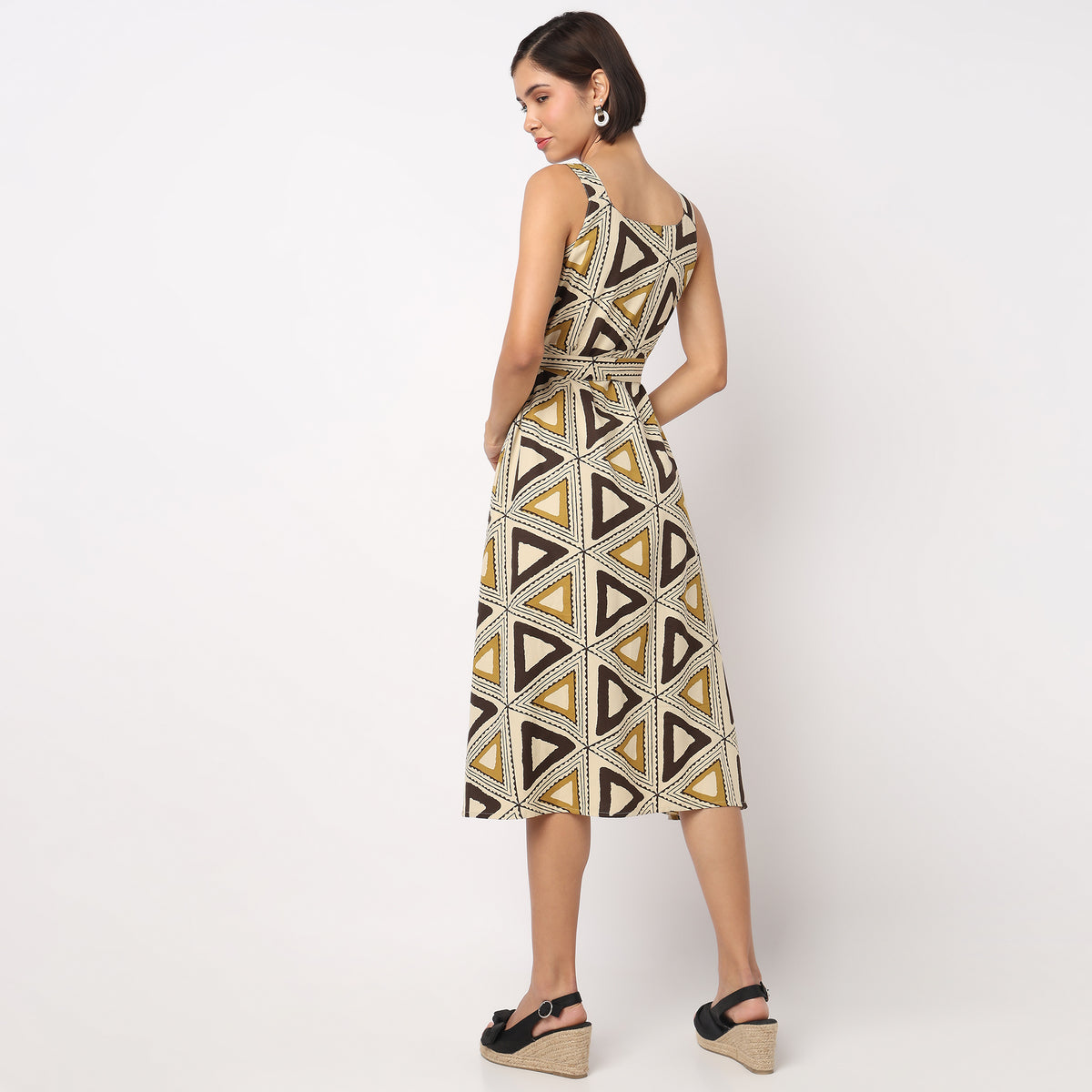 Printed Strappy A-Line Dress
