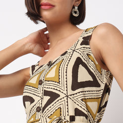 Printed Strappy A-Line Dress