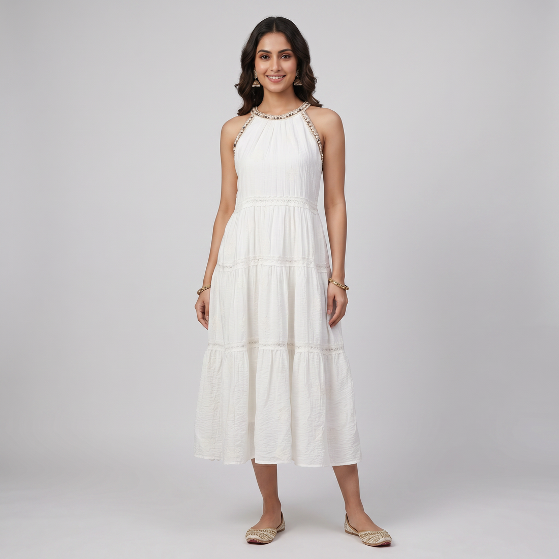 Halter Neck Tiered Dress