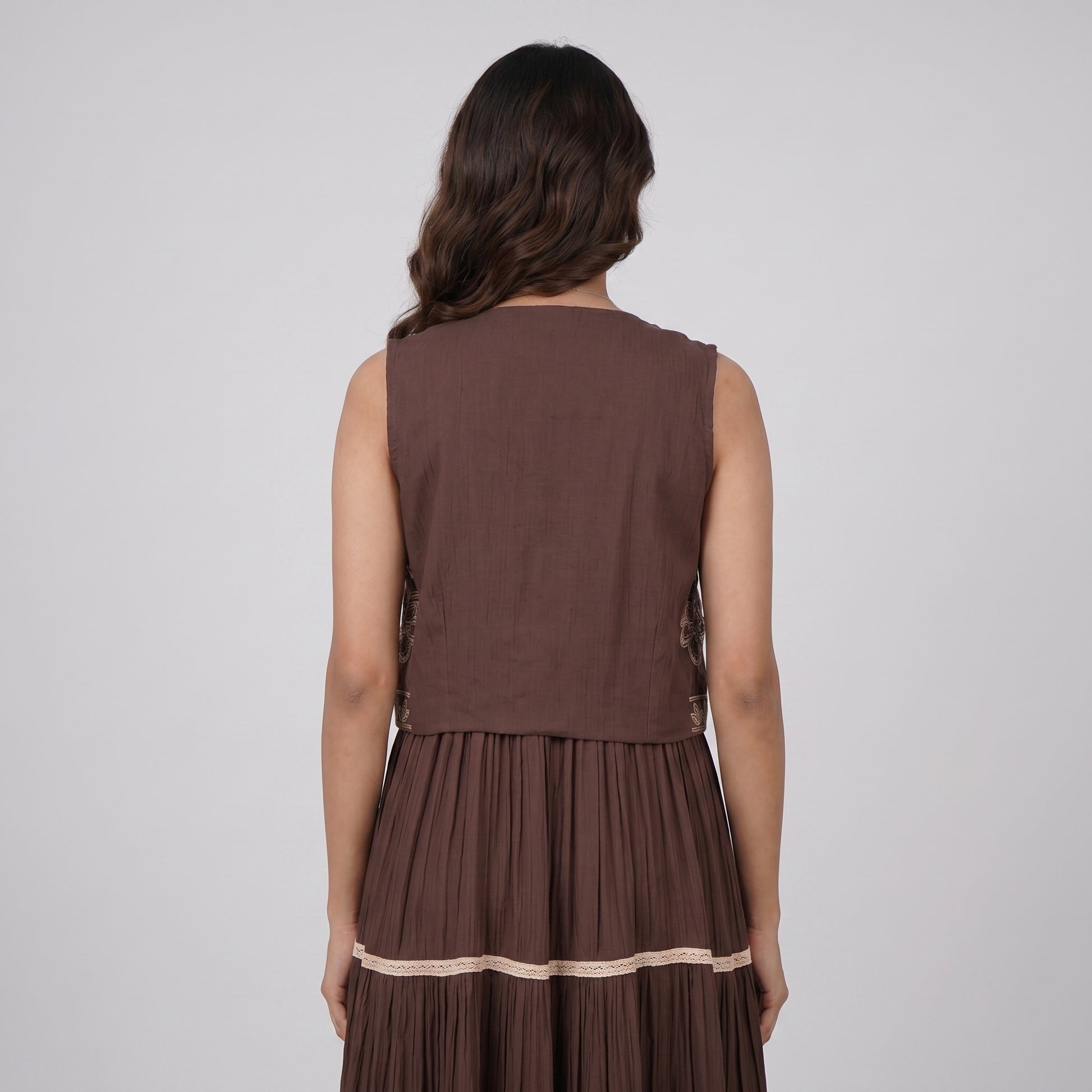 Strappy Tiered Dress With Embroidered Shrug