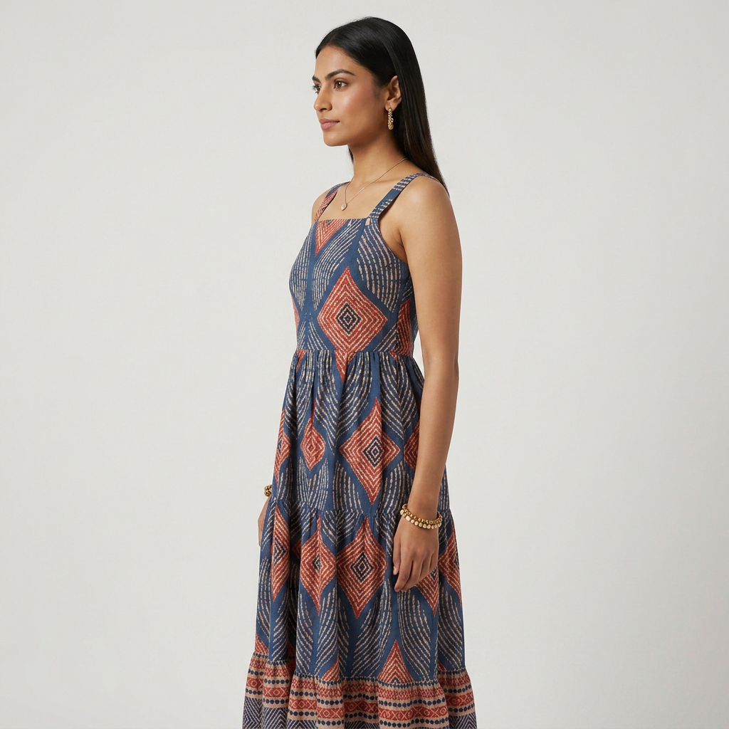 Printed Strappy Tiered Dress