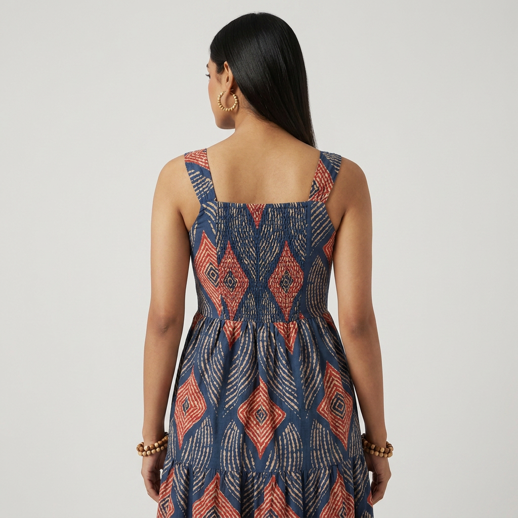 Printed Strappy Tiered Dress