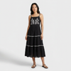 Embroidered Strappy Tiered Dress