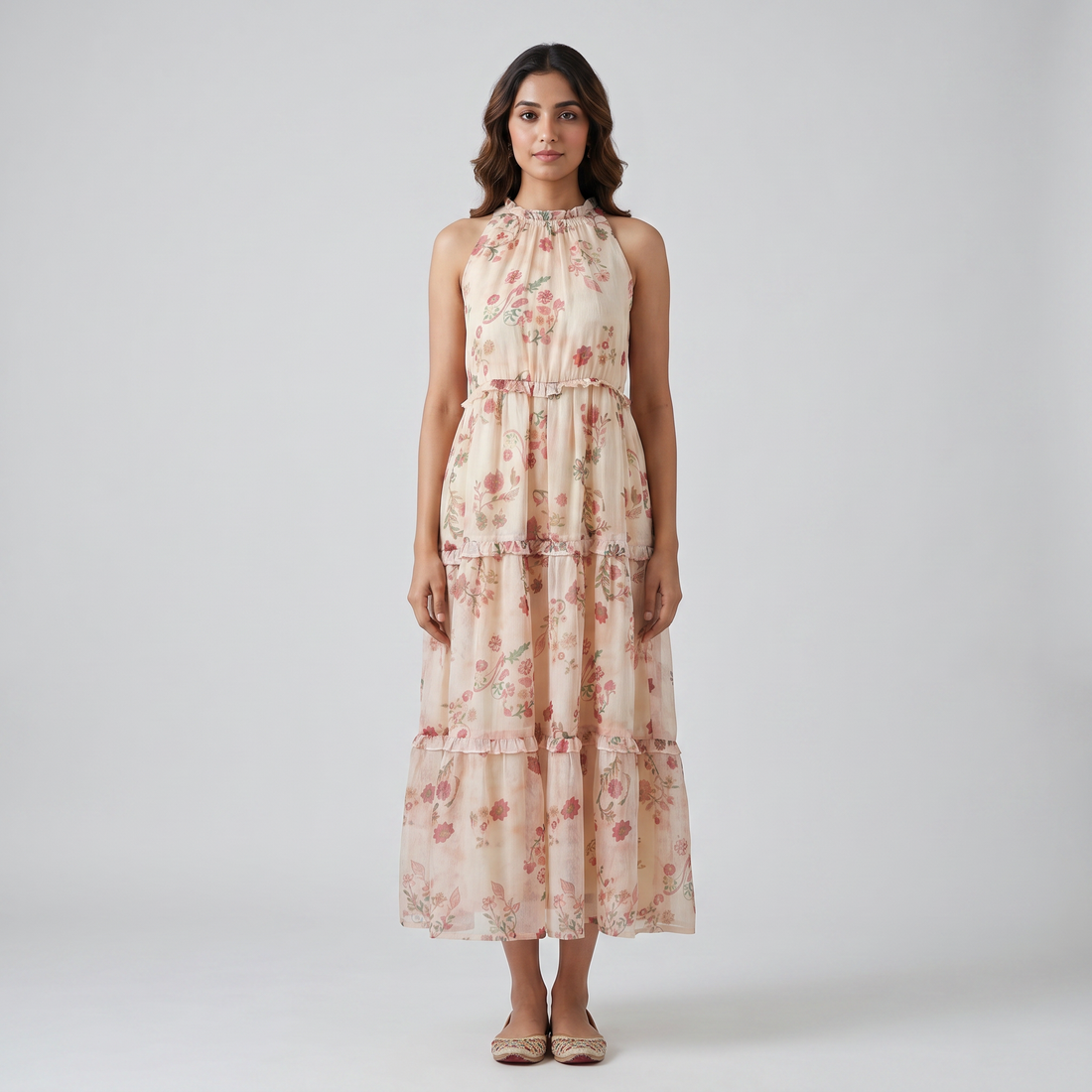 Halter Neck Tiered Dress
