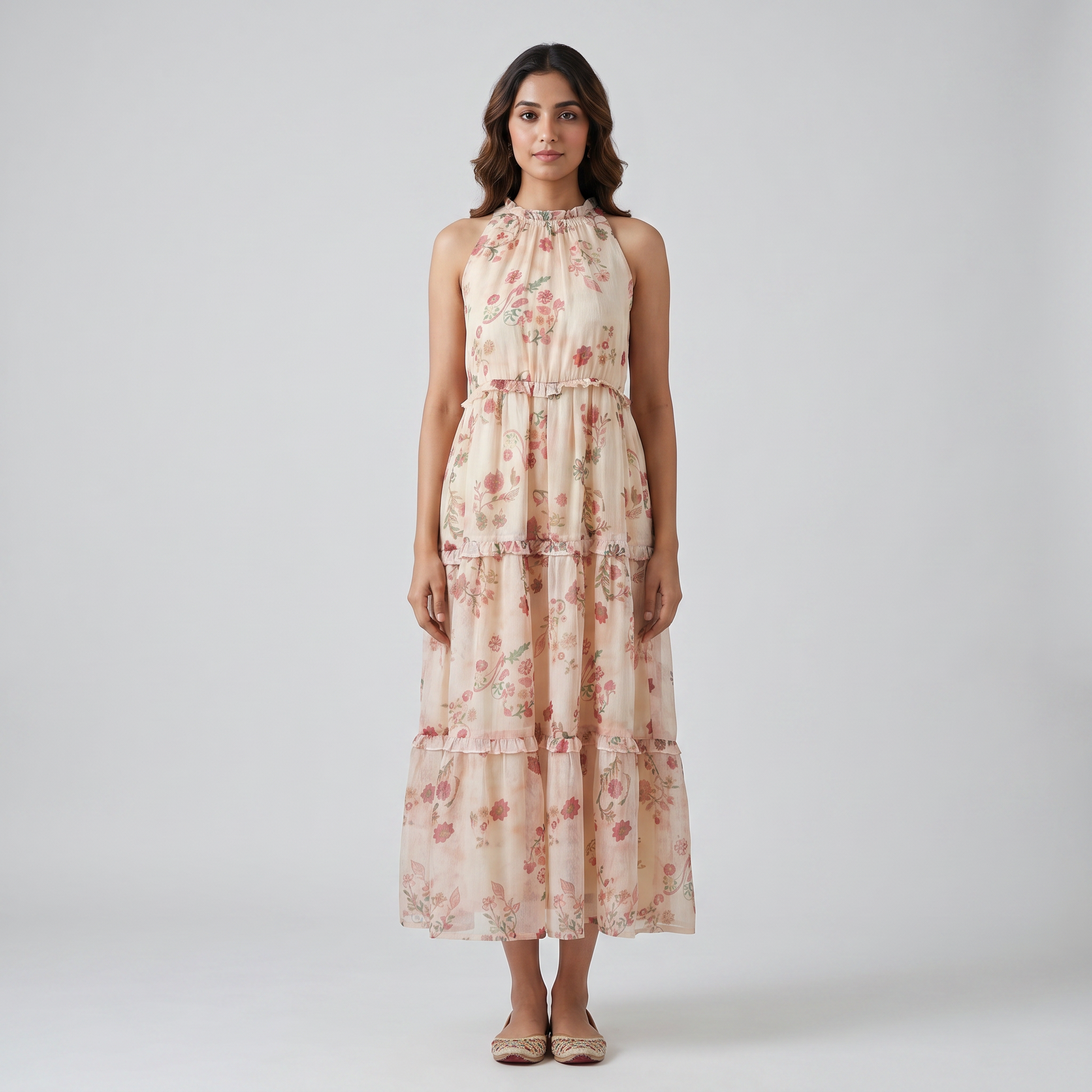 Halter Neck Tiered Dress
