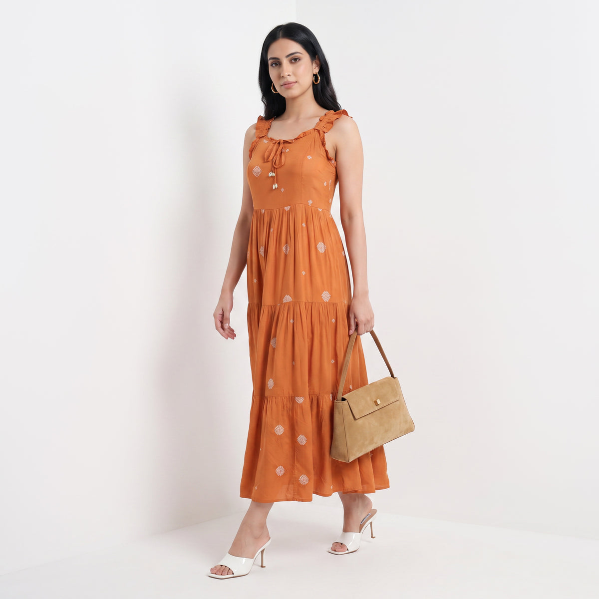 Printed V-Neck Dress