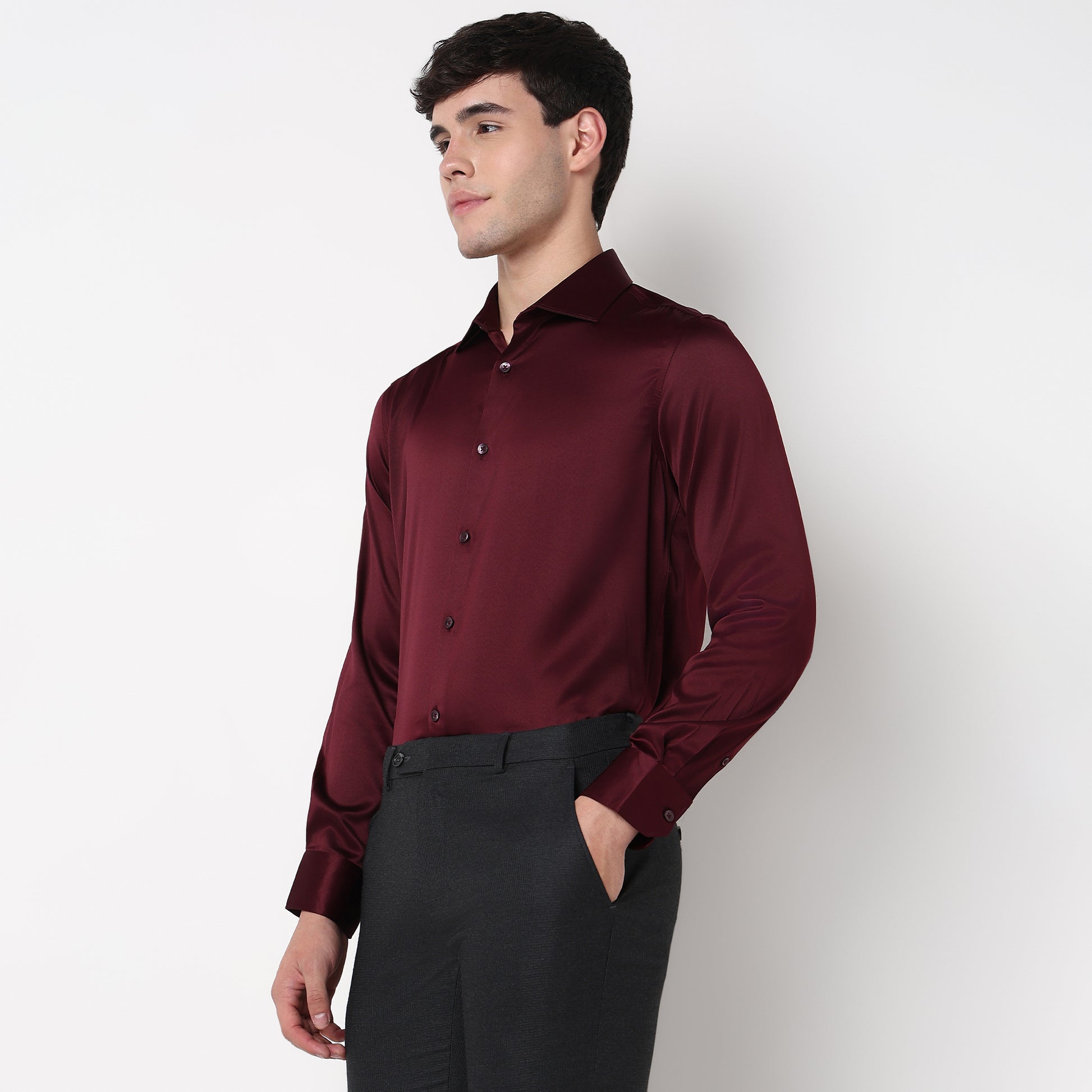 Slim Fit Solid Shirt