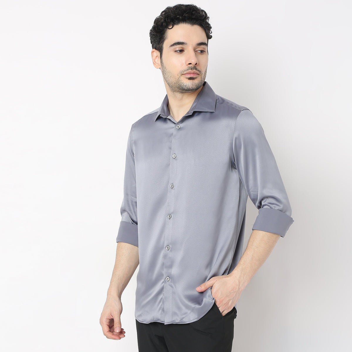 Slim Fit Solid Shirt