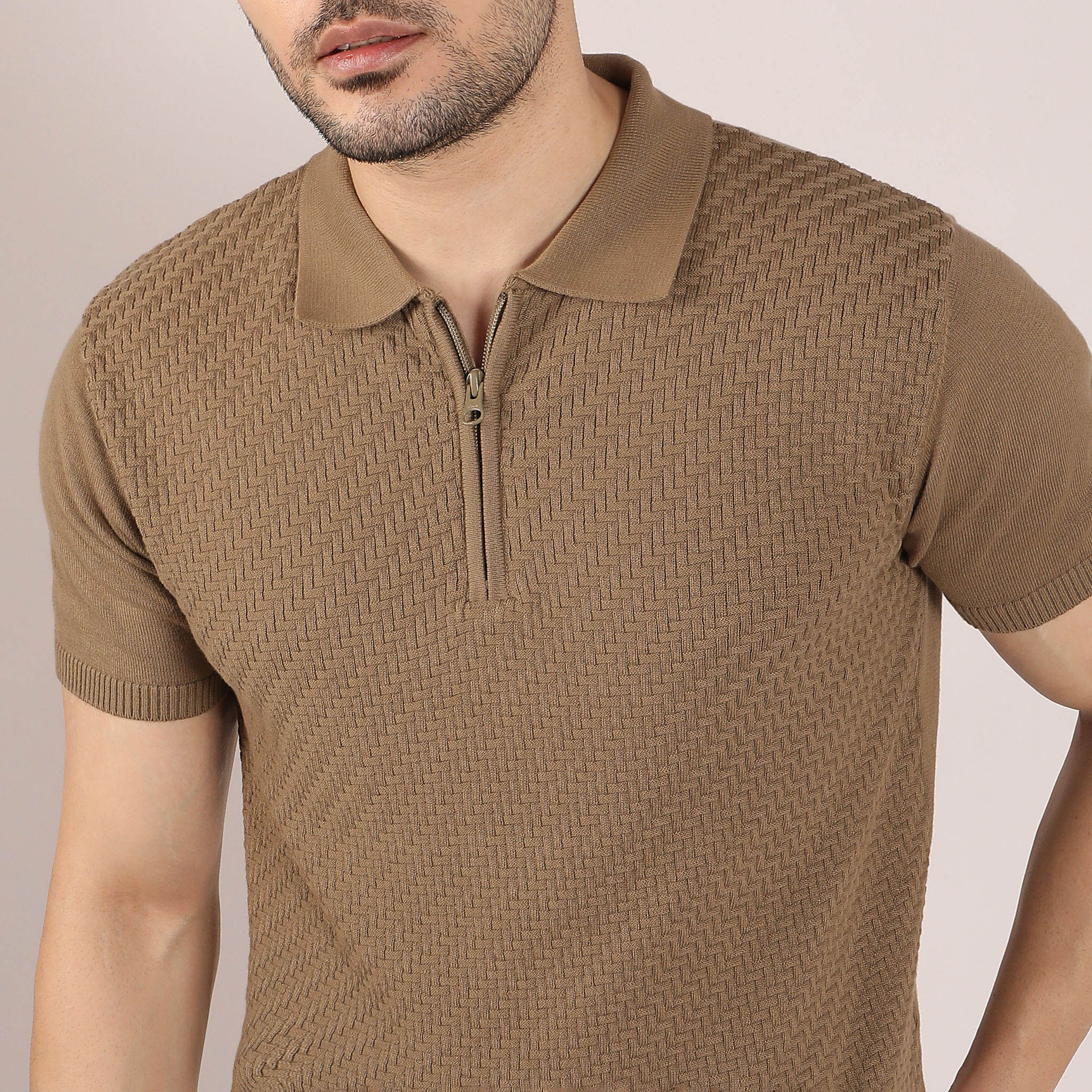 トップス STONE  19SS Cotton Jersey Polo-XL Hand Knit Jersey™ Zip Neck Structure Polo T-shirt – Style Union