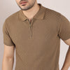 Structured Modern Nerd Hand Knit Jersey Polo T-Shirt