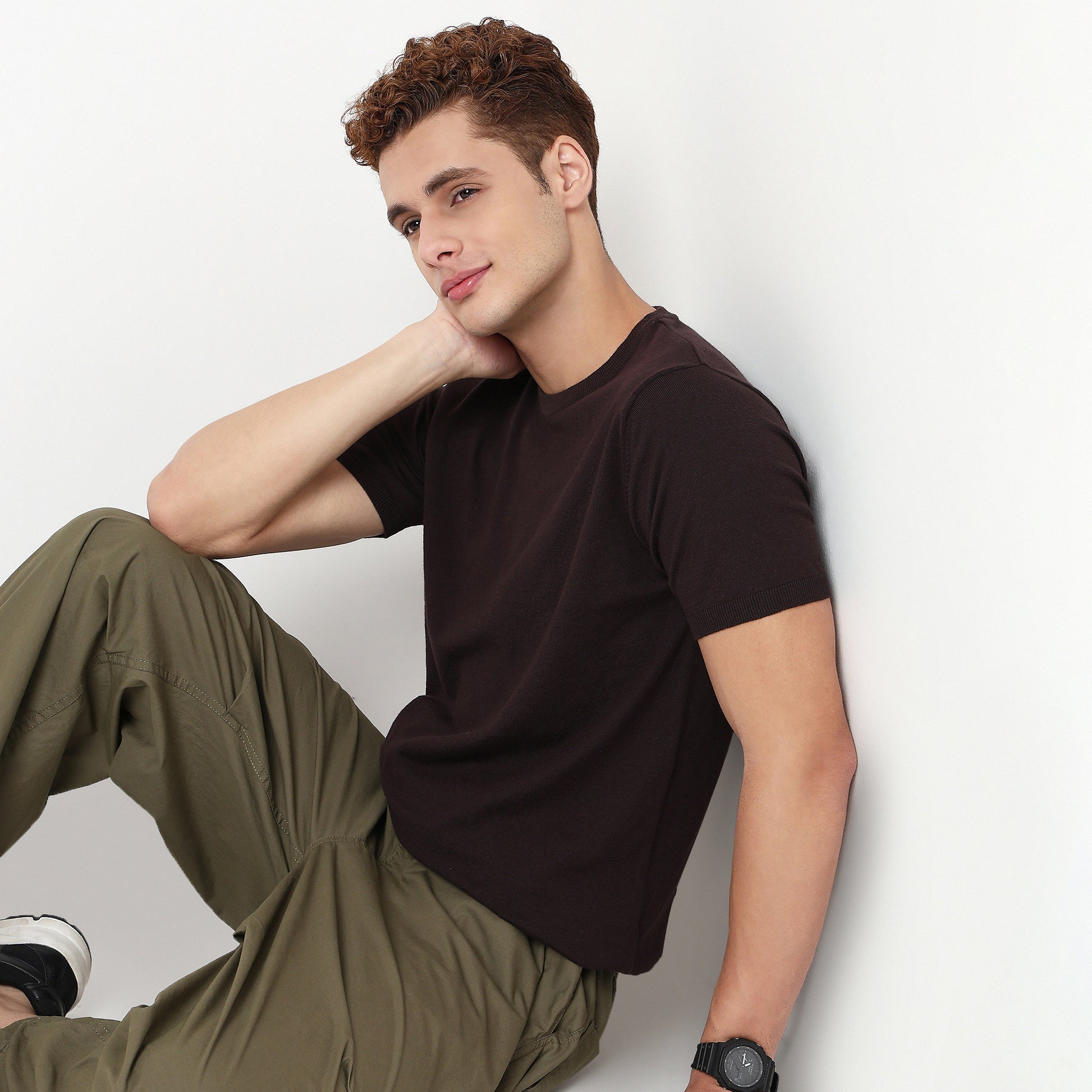 Crew Neck Hand Knit Jersey Flat Knits T-Shirt