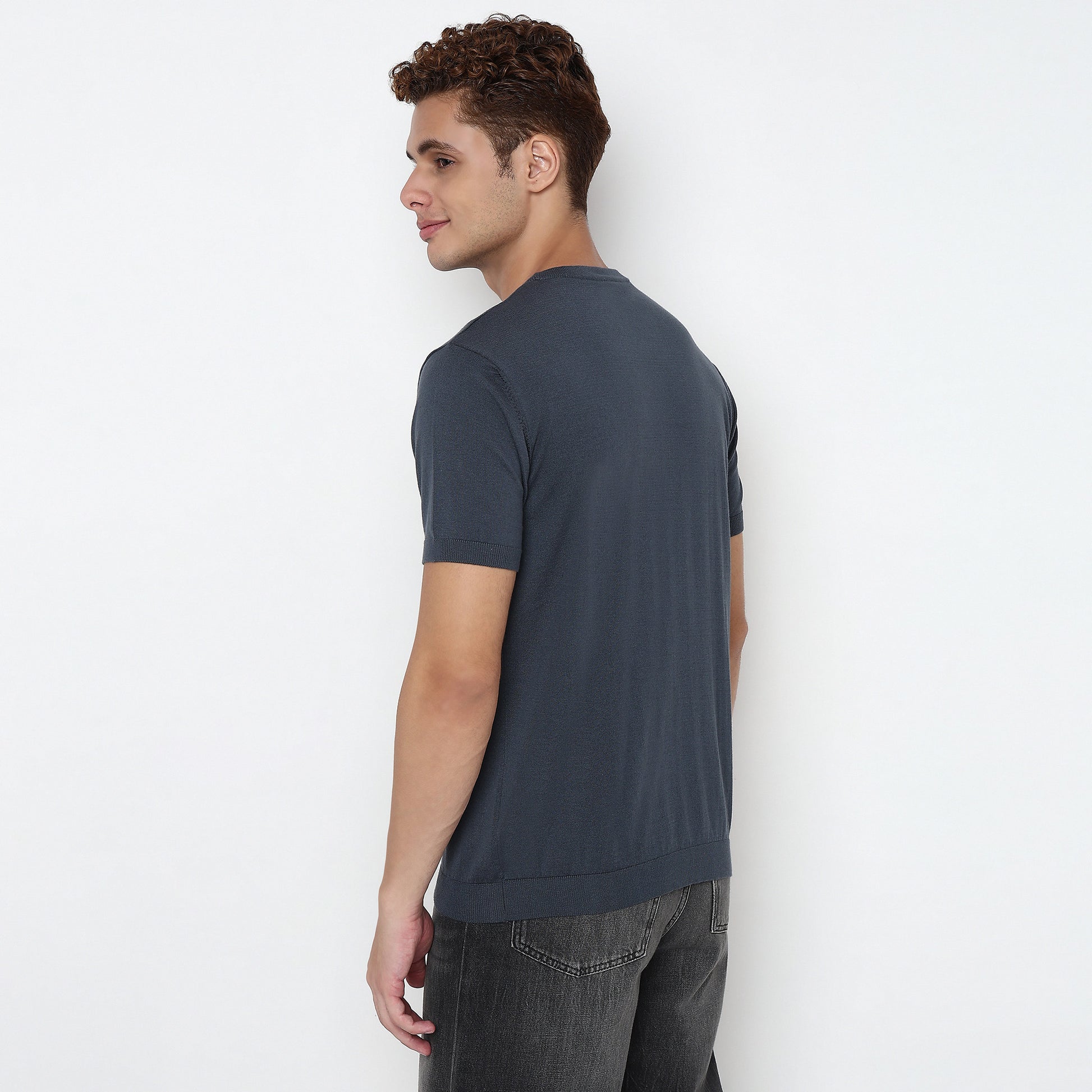 Crew Neck Hand Knit Jersey Flat Knits T-Shirt