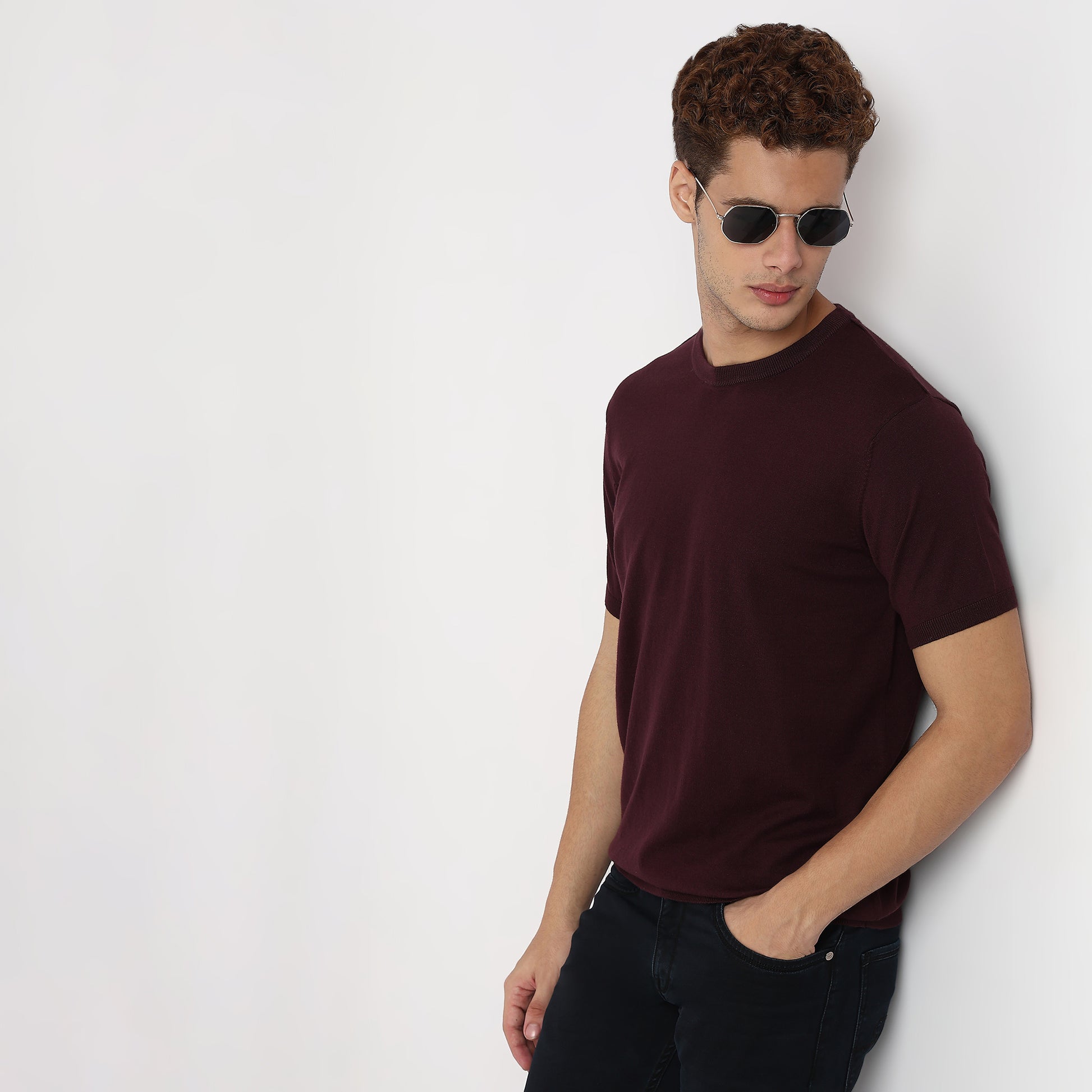 Crew Neck Hand Knit Jersey Flat Knits T-Shirt