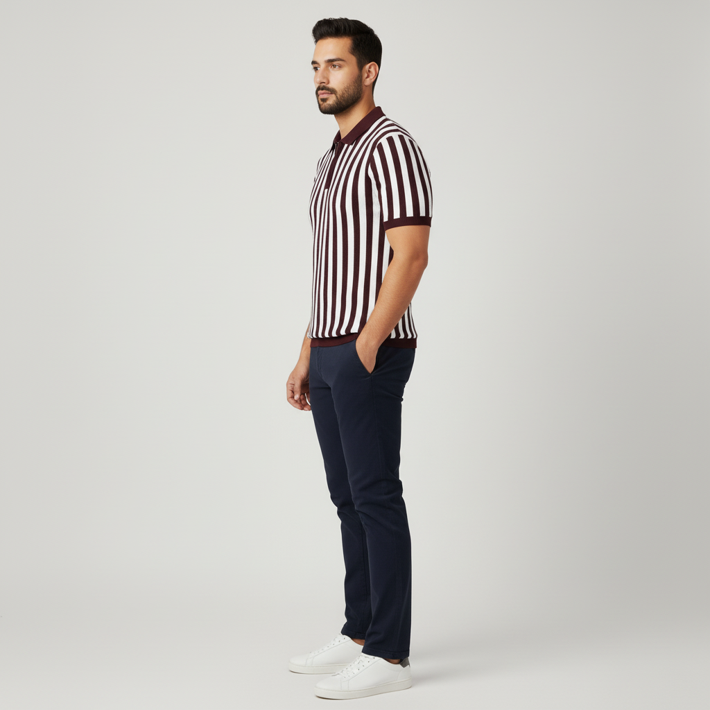 Cotton Striped Polo T-Shirt