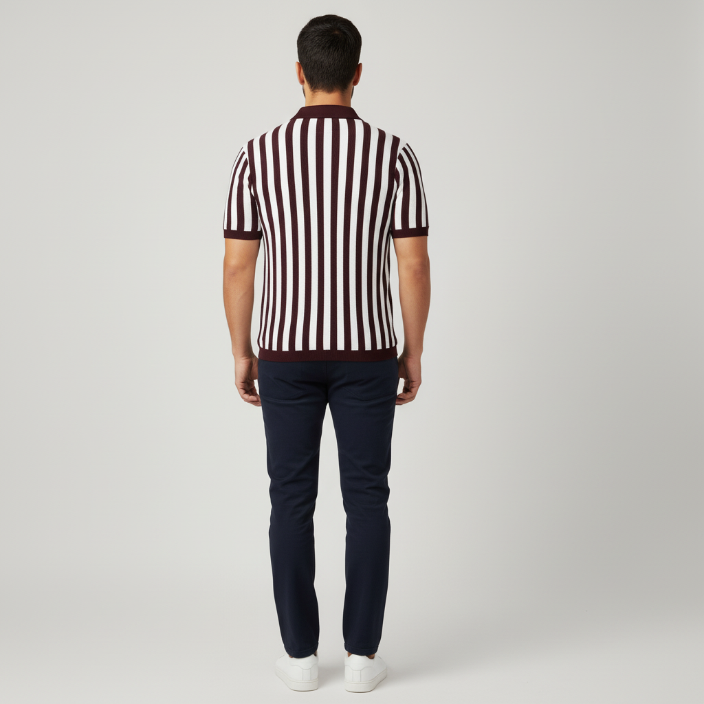 Cotton Striped Polo T-Shirt