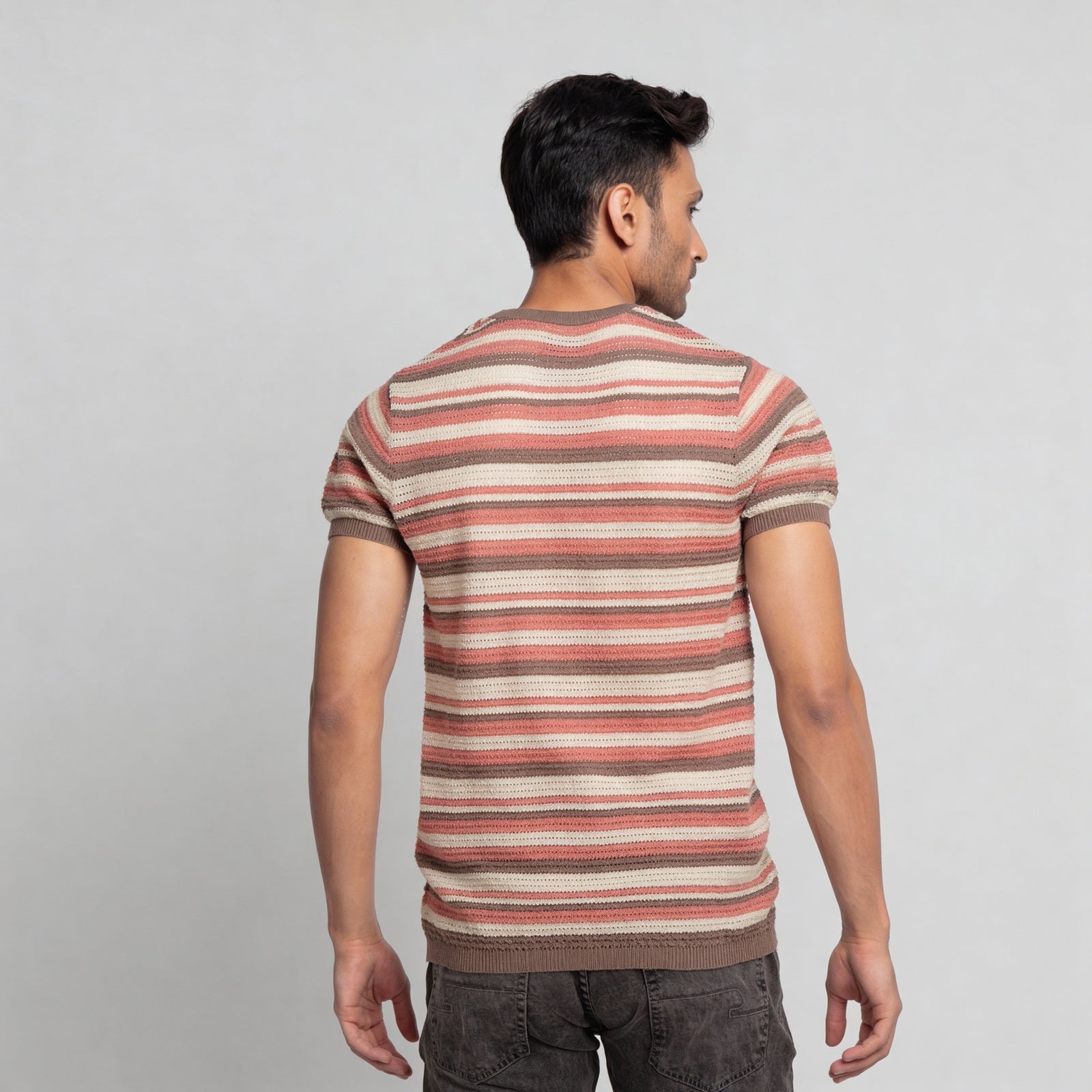 Striped Hand Knit Jersey Flat Knits T-Shirt