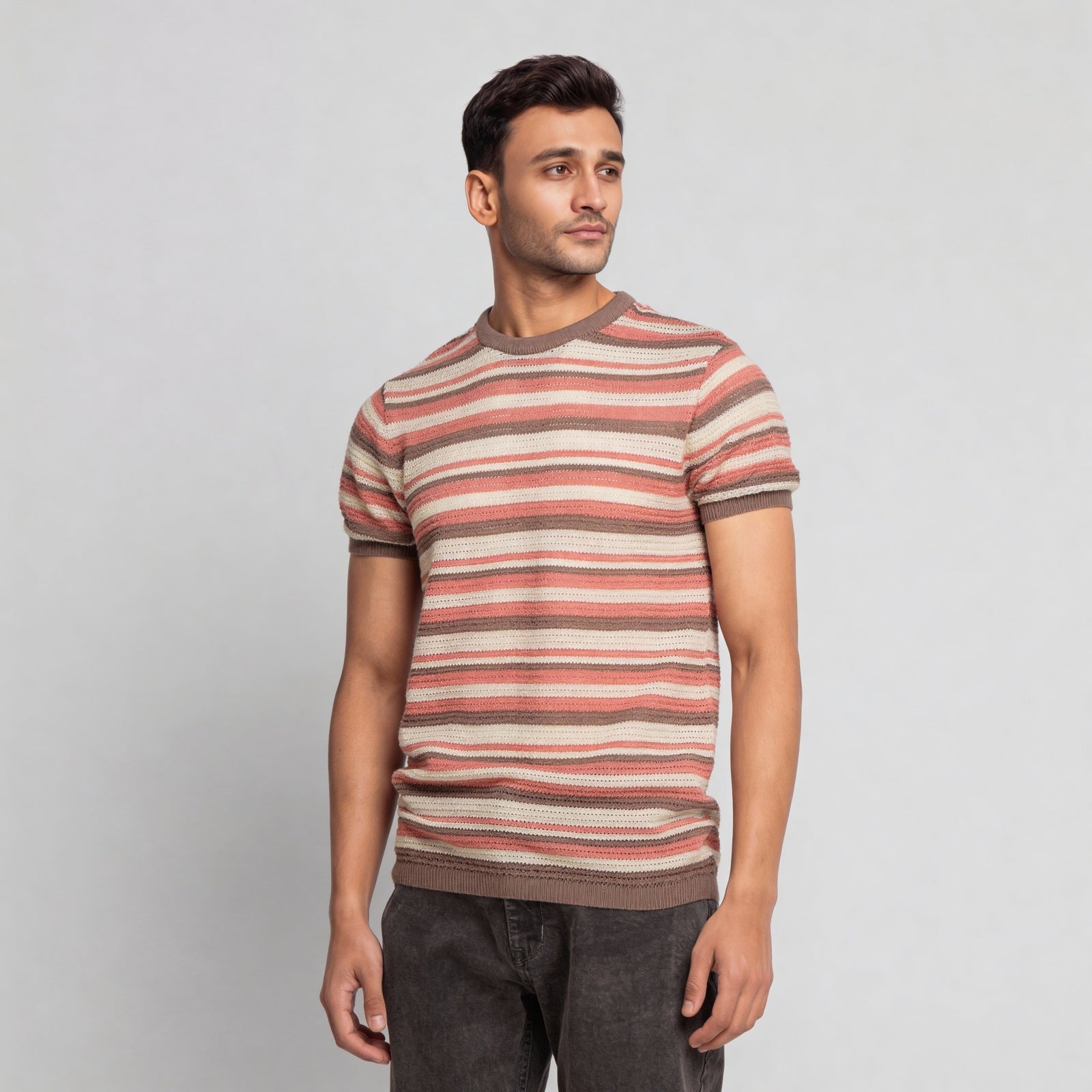 Striped Hand Knit Jersey Flat Knits T-Shirt