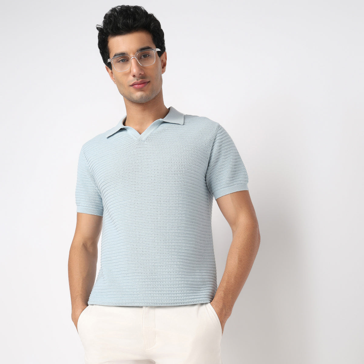 Hand Knit Jersey Structured T-Shirt