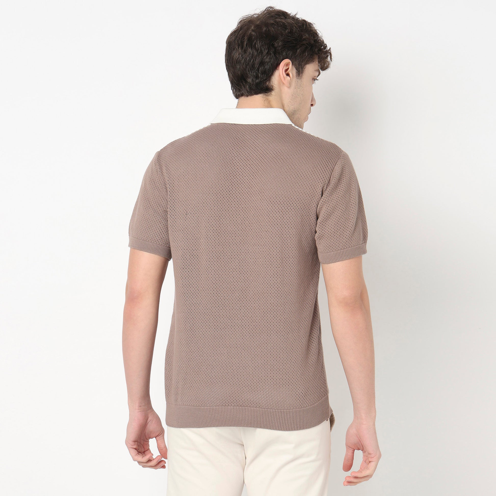 Hand Knit Jersey Striped Flat Knit T-Shirt